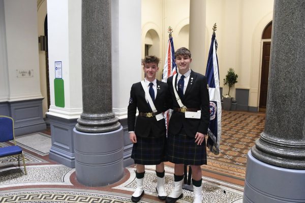 "Members of the Boys' Brigade of Old Gourock and Ashton Parish Church at Greenock Town Hall."